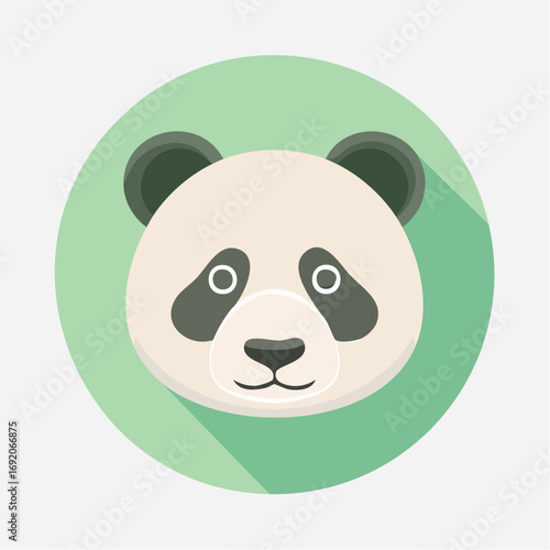 Adorable giant panda face icon in a flat design style. A simple and modern animal head symbol with a long shadow for web or app design