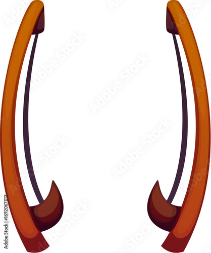 Cartoon musical font bracket symbol in shape of music string instrument bows. Alphabet typeface glyph, entertainment funny type sign, Isolated vector musician performance abc typography character
