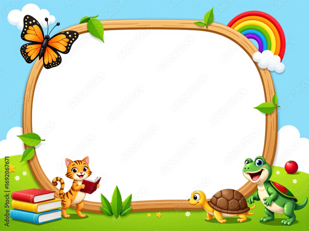 Fototapeta premium Frame with animals for kids