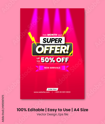 Mega Sale A4 size promotional poster design