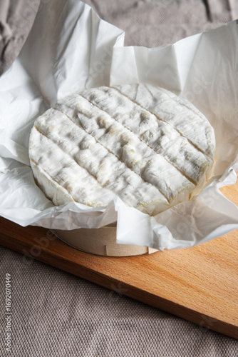 Camembert cheese, a soft and creamy cheese of French origin