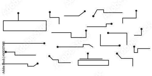Callouts titles set. Digital callouts . Line callout label set. isolated on black and white background. Vector illustration. EPS 10 .