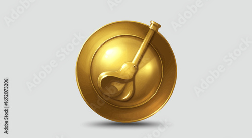 A captivating gold icon featuring a stylized mortar and pestle design concept