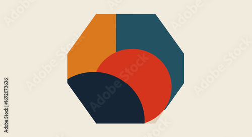 Abstract geometric design featuring shapes, colors, and modern artistic flair