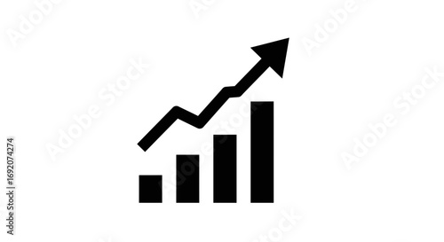 Ascending trend diagram illustrating growth and progress on a white background