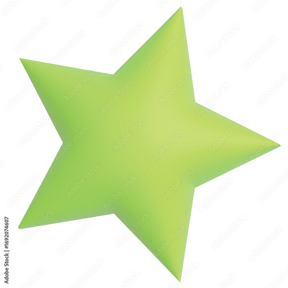 Obraz premium Green pastel Star Pillow 3d Render On Transparent background