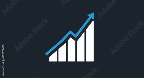 Blue Arrow Graph Representing Growth and Success on Dark Background