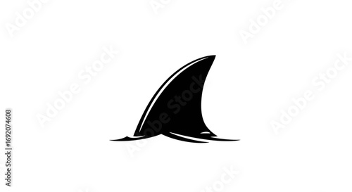 Bold shark fin silhouette emerging from the water in stark monochrome style