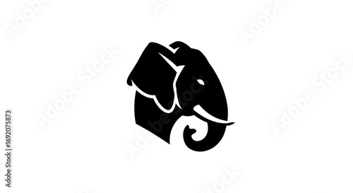 Elegant black and white elephant head logo design for brand identity