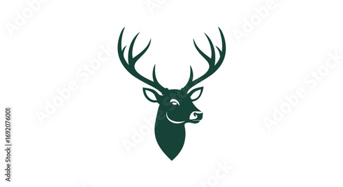 Elegant deer head vector logo illustration with detailed antlers design