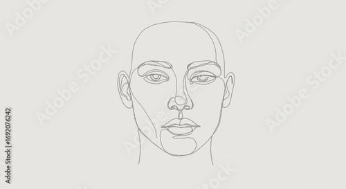 Elegant line art portrait of a minimalist human face in continuous style