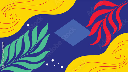 Abstract background with tropical leaves. Vector illustration in a flat style.