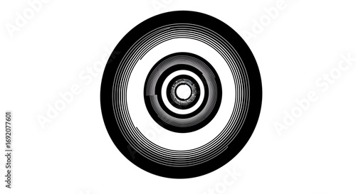 Hypnotic black and white concentric circles creating an optical illusion design