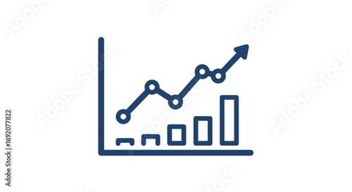 Illustrated growing graph with increasing bar charts for business analysis