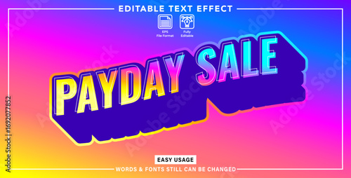 Editable text effect modern payday sale styles