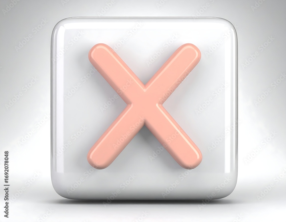 Fototapeta premium 3D rendered square button with a pink 'X'