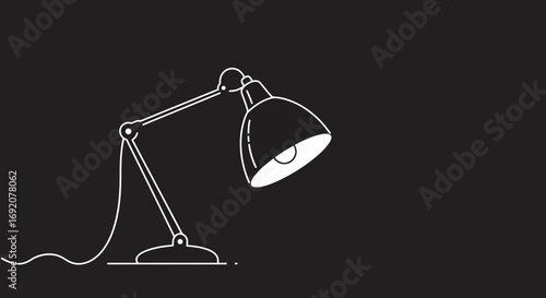 Minimalist adjustable desk lamp outline against a dark background for design inspiration