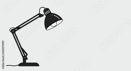 Modern black desk lamp with adjustable arm for home or office space