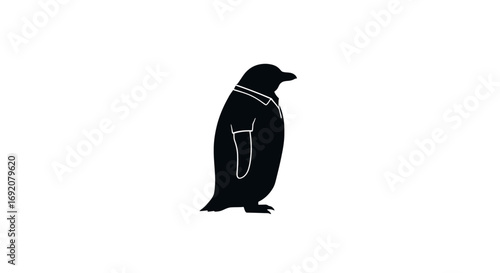 Monochrome minimal illustration of penguin wearing a shirt with collar
