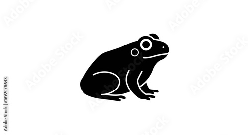 Monochrome vector illustration of a frog silhouette against white background