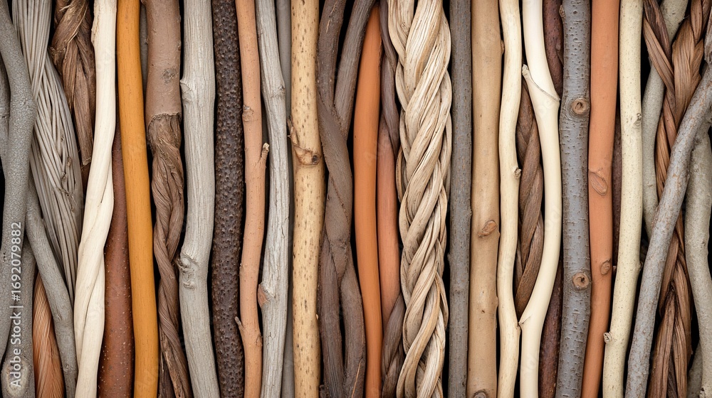 Fototapeta premium Natural wooden sticks arranged vertically