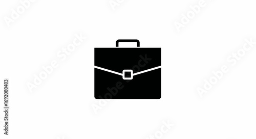 Simple black and white vector briefcase icon for business and finance needs