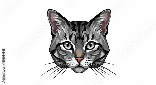 Stylish feline portrait illustration with geometric and modern vector art style