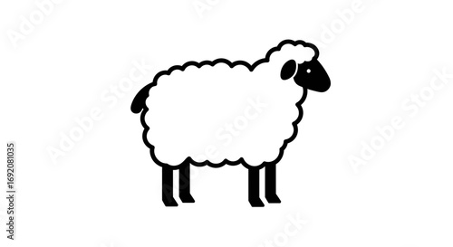 Stylized Sheep Illustration in Black and White, Pastoral Animal Concept