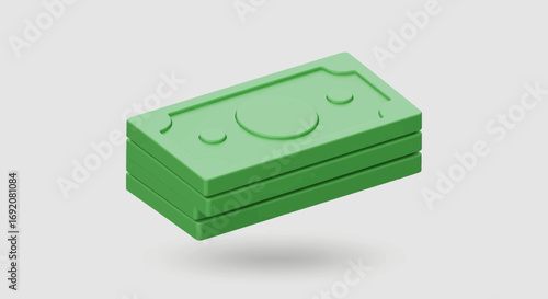 Stylized Stack of Green Currency Denotes Wealth, Savings, and Financial Gain
