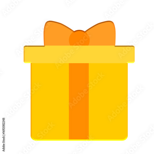 3D yellow gift box with orange ribbon illustration element