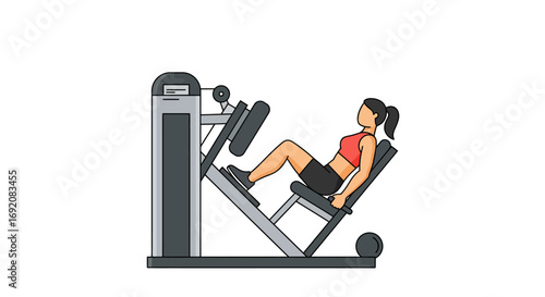 Woman performing leg press exercise in gym to strengthen her lower body muscles, demonstrating fitness and healthy lifestyle.