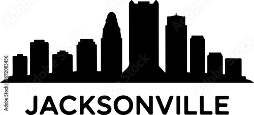 Jacksonville skyline silhouette black city vector illustration on white background minimal design