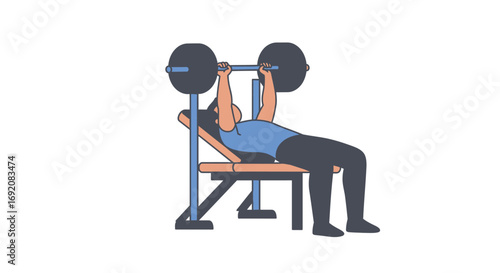 Man lifting heavy barbell on weight bench in gym during intense workout session, showcasing strength and determination.