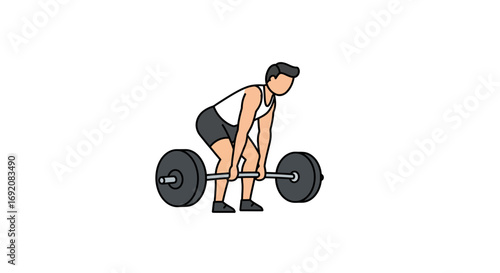Man lifting barbell in gym during workout, demonstrating strength and fitness with focused determination.