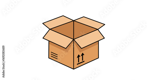 Empty cardboard box sits open on a white surface, ready to be filled with items for shipping or storage, conveying a sense of potential and anticipation.