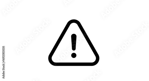 Warning symbol alerts to potential hazard in simple black and white style, indicating caution and risk of danger, creating a sense of urgency and awareness.