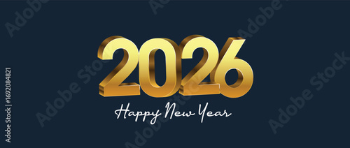 2026 Happy new year celebration greeting card, sparkler font and firework isolated background