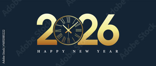 2026 Happy new year celebration greeting card, sparkler font and firework isolated background