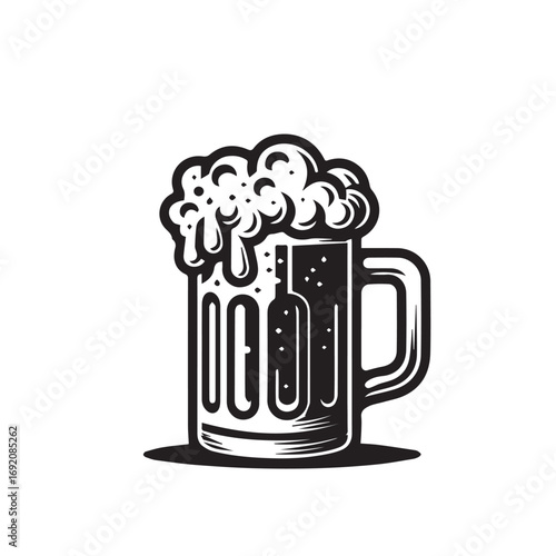 Beer mug vector. Isolated and editable beer mug. Poster or logo for pub.