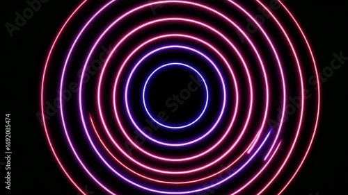 Dynamic neon pink concentric circles expanding and contracting with vibrant energy