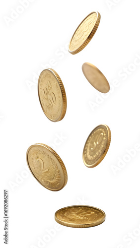 A falling of coins is isolated, resembling a collection of currency