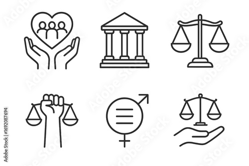 Symbols of justice gender equality and community support