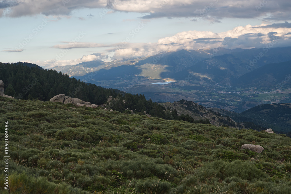 Obraz premium View from Tour de Carlit hiking trail near Cabane Serrat del Freser in Pyrenees mountains in France