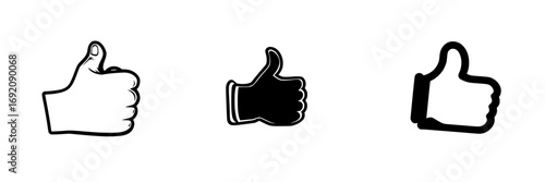 Thumbs up symbols in black-and-white minimalist style representing approval and positivity for various contexts