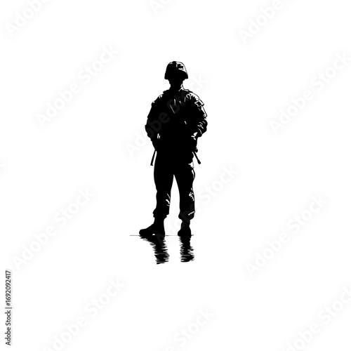 Military Silhouette Soldier Design - Bold Shadow Soldier with Subtle THC Leaf - Clean Cut-Out
