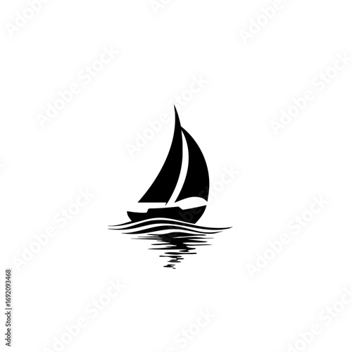 Minimalist Sailboat Logo in Black and White - Clean Nautical Icon on White Background