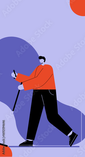 Minimalist illustration of a person engaged in cleaning or sweeping, representing themes of tidiness, home maintenance, or diligent work. Ideal for lifestyle, business, and service concepts.