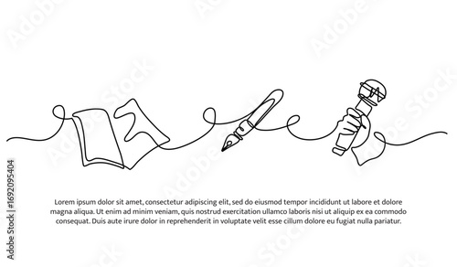 Continuous line design of write a message. Single line decorative element drawn on white.