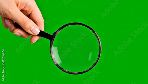 Magnifying glass on green screen for search and investigation stock footage and visual effects asset background