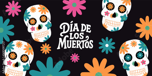 Dia de los muertos, Day of the dead, Mexican holiday, festival. Viva Mexico. Mexican culture, Mexican Fiesta, Mexican Menu restaurant and Cinco de Mayo cards, posters, banners in modern catoon style.